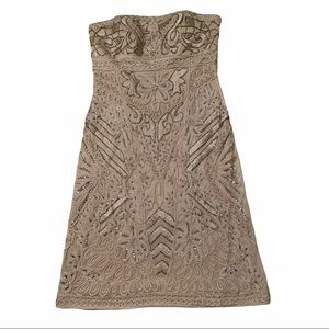 SUE WONG - N3145 STRAPLESS SOUTACHE ADORNED SHEATH